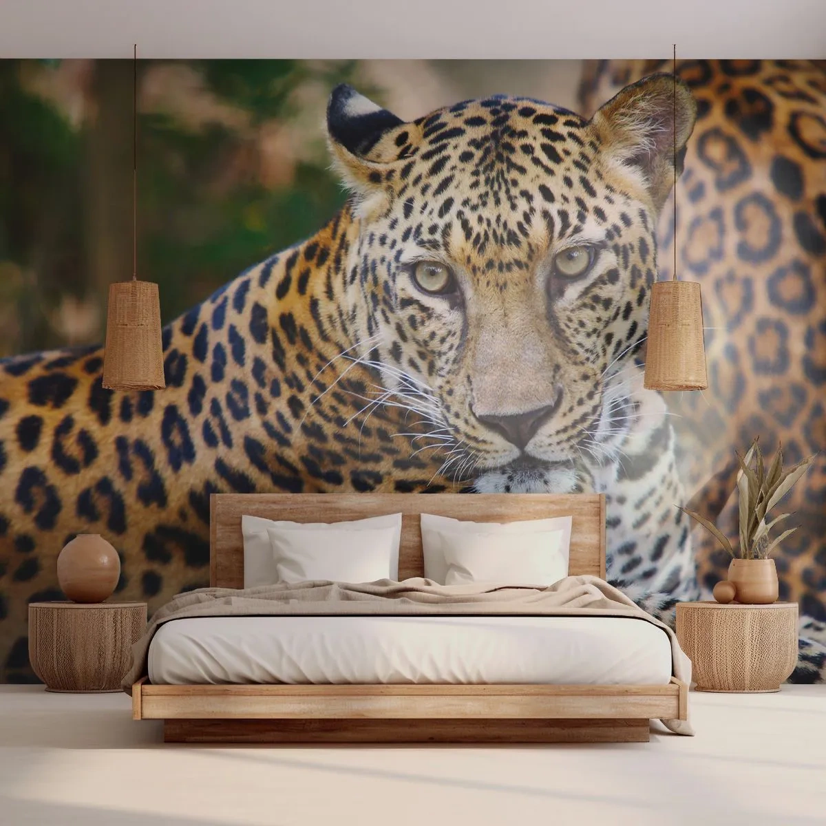 Zelfklevend Fotobehang Deluxe Sticker - Wild en kalm - Dieren, luipaard, Afrika - 250x175 cm