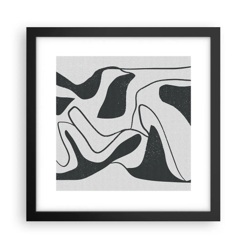 Poster in een zwarte lijst - Abstract doolhofplezier - 30x30 cm