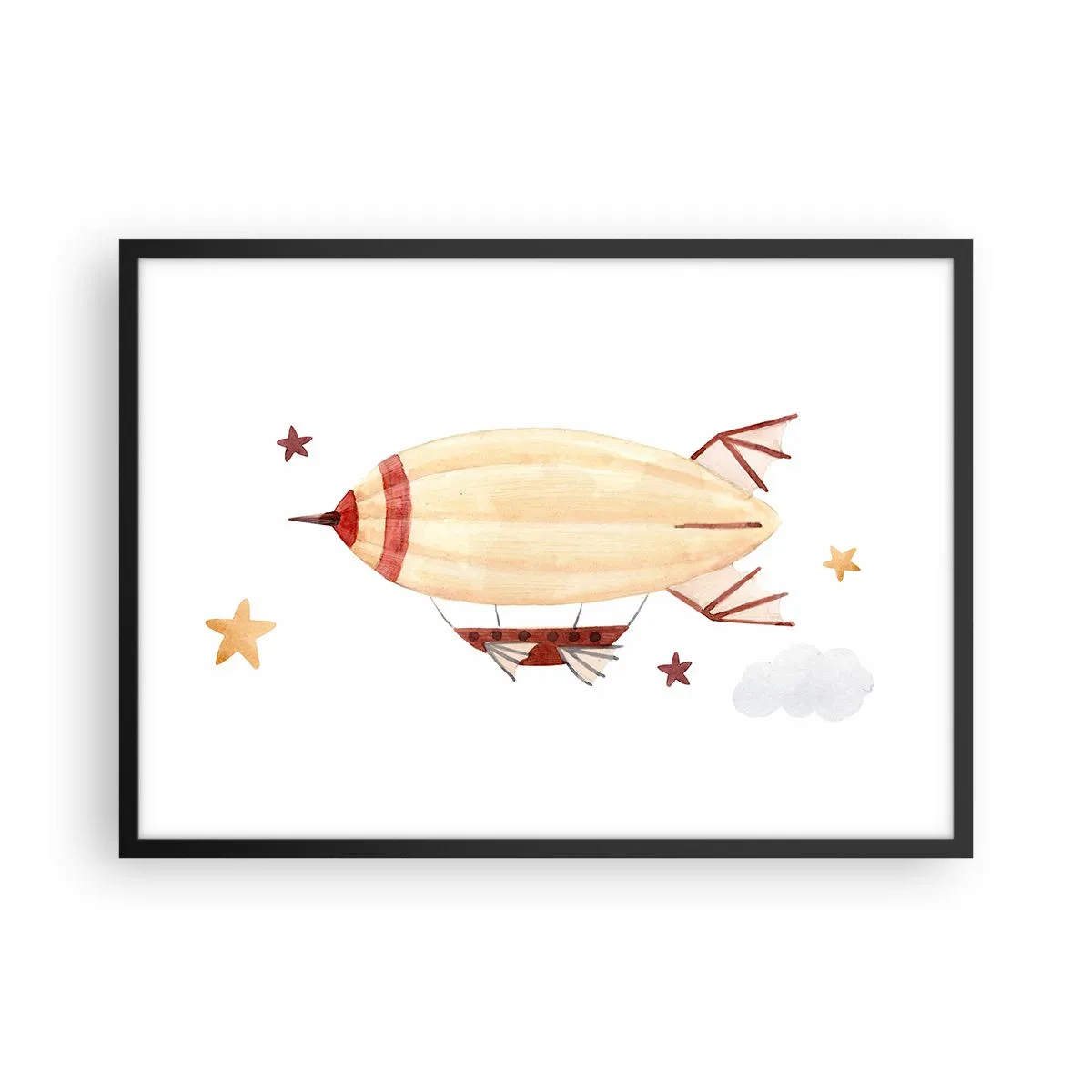 Poster in een zwarte lijst - Luchtschip - 70x50 cm