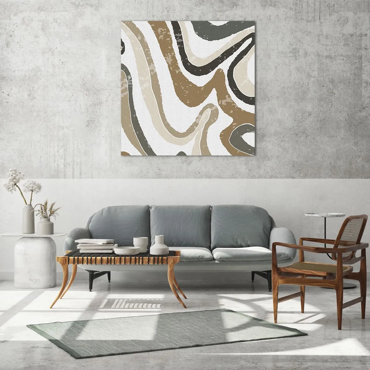 Schilderen op glas - Meanders van aardekleuren - 60x60 cm