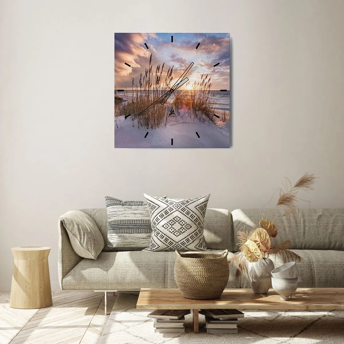 Wandklok - Klok - Afscheid van de zon en de wind - 30x30 cm