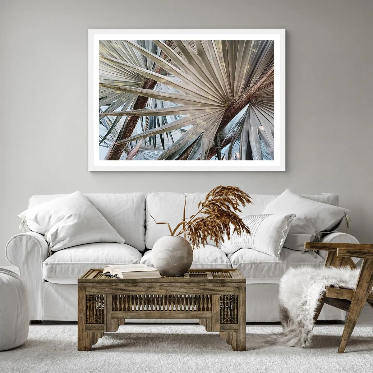 Poster in een witte lijst - Fans in de tropen - 30x30 cm