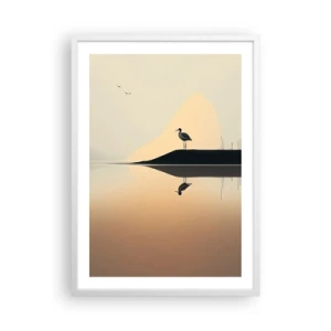 Poster in een witte lijst - Heer op het meer - 50x70 cm