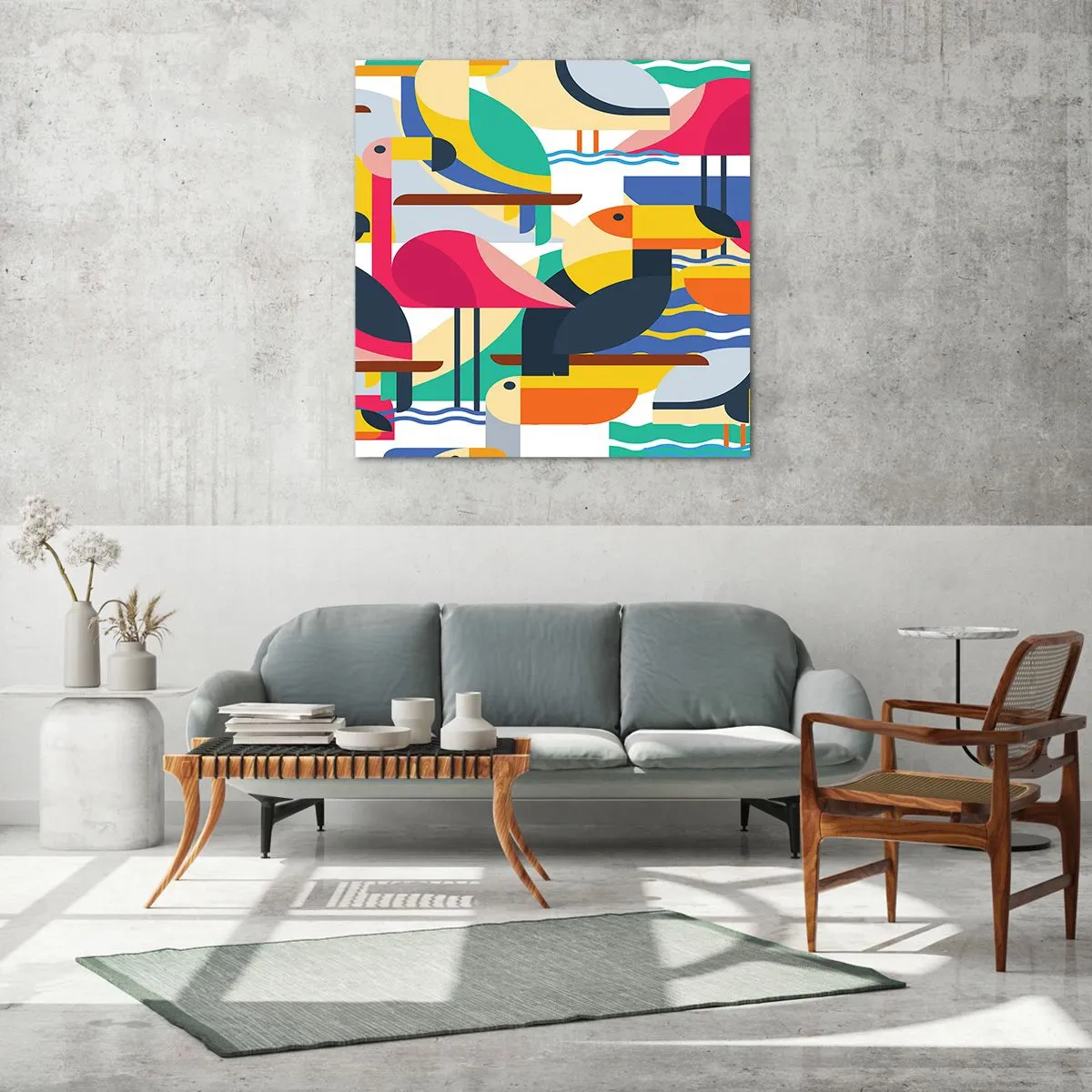 Schilderen op glas - Vogelfeestje - 40x40 cm