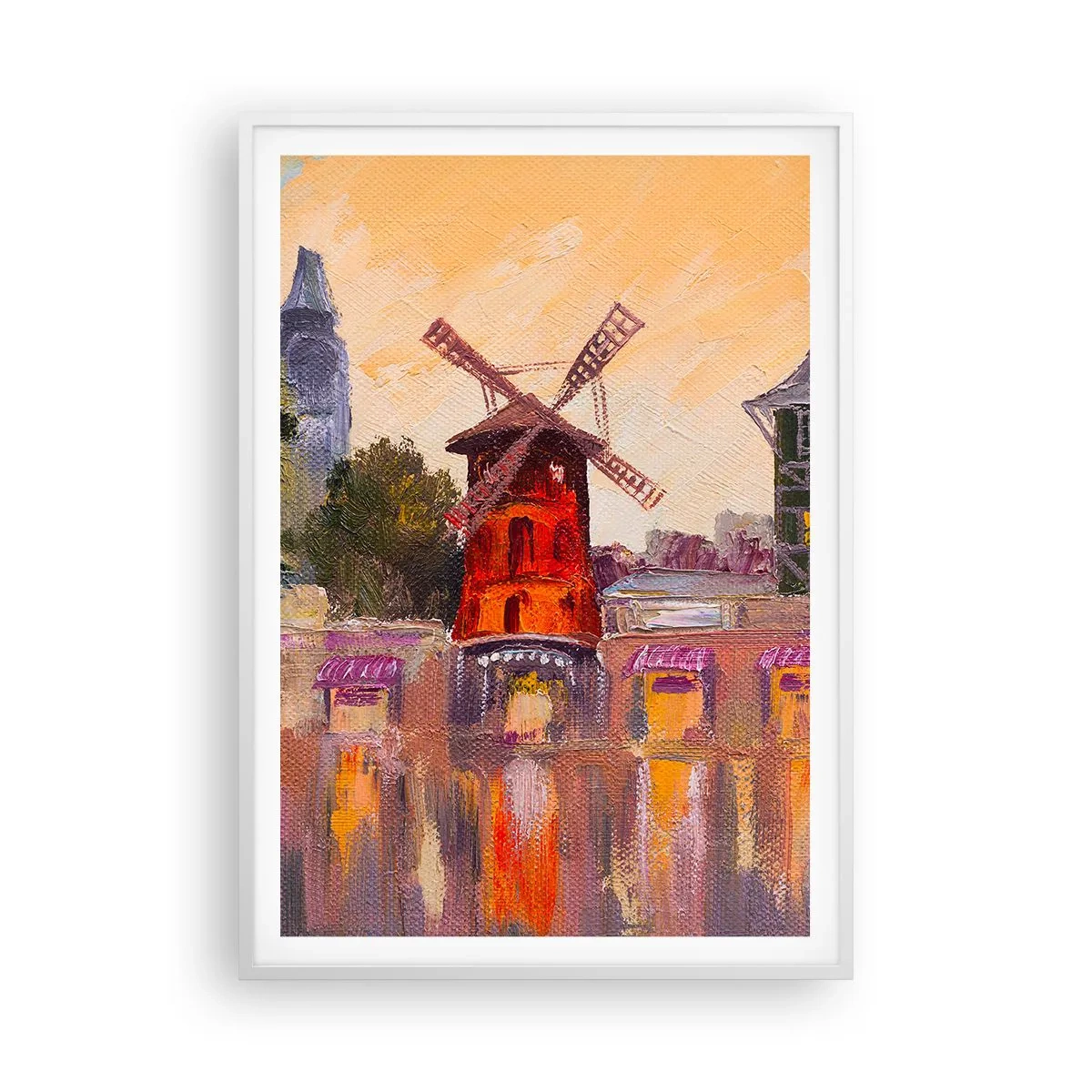 Poster in een witte lijst - Parijse iconen – Moulin Rouge - 70x100 cm