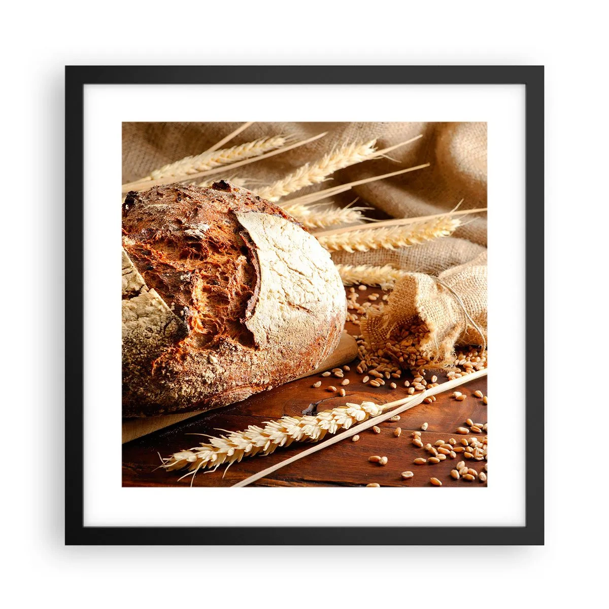 Poster in een zwarte lijst - Smakelijk, geurig, knapperig - 40x40 cm