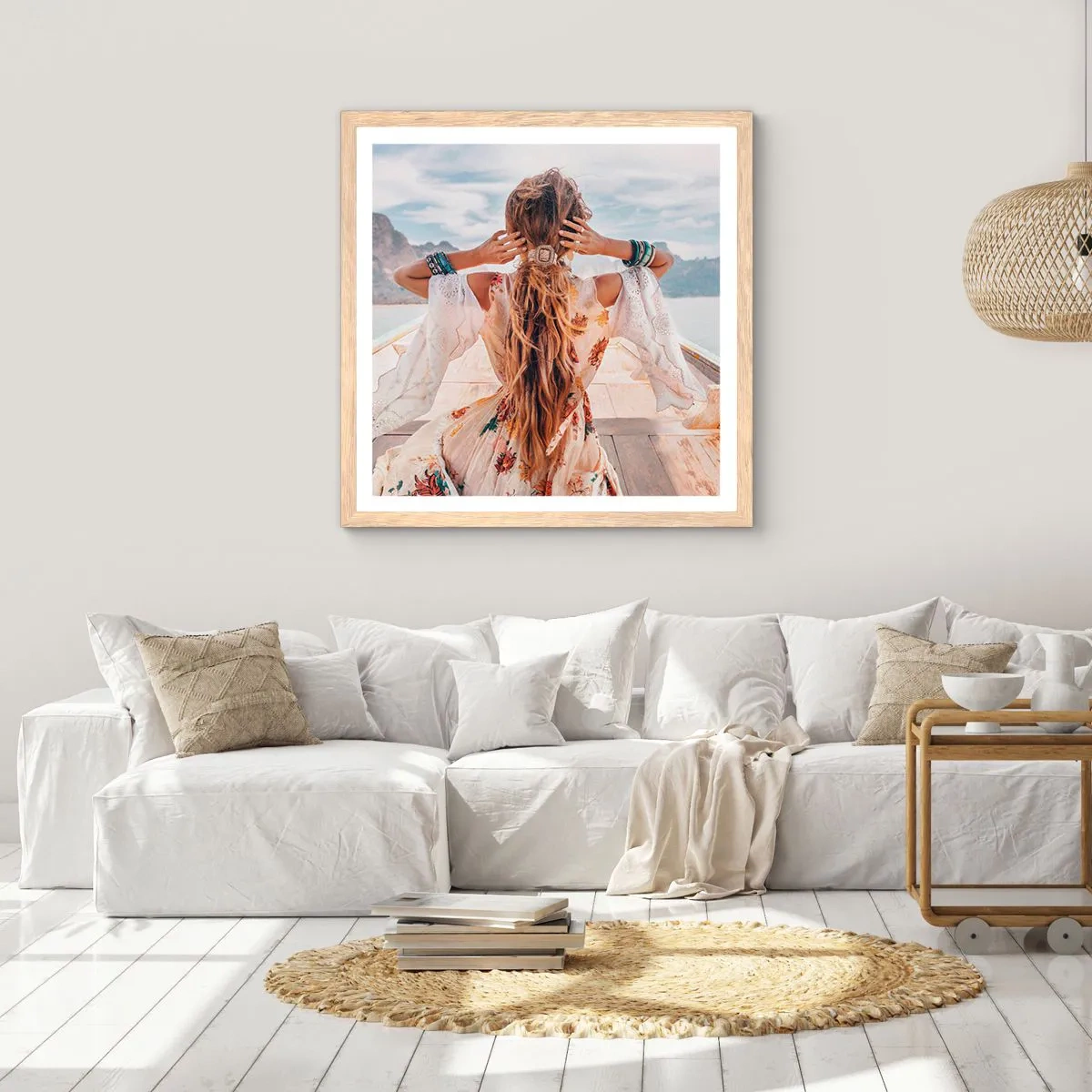 Een poster in een licht eiken lijst - Op weg naar geluk - 50x50 cm