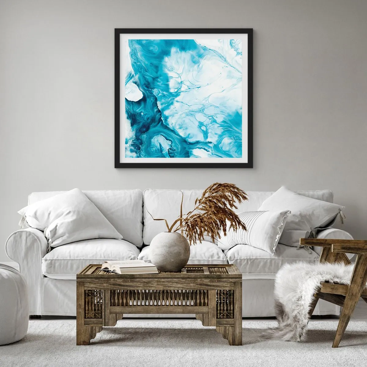 Poster in een zwarte lijst - Blauw Concert - 40x40 cm