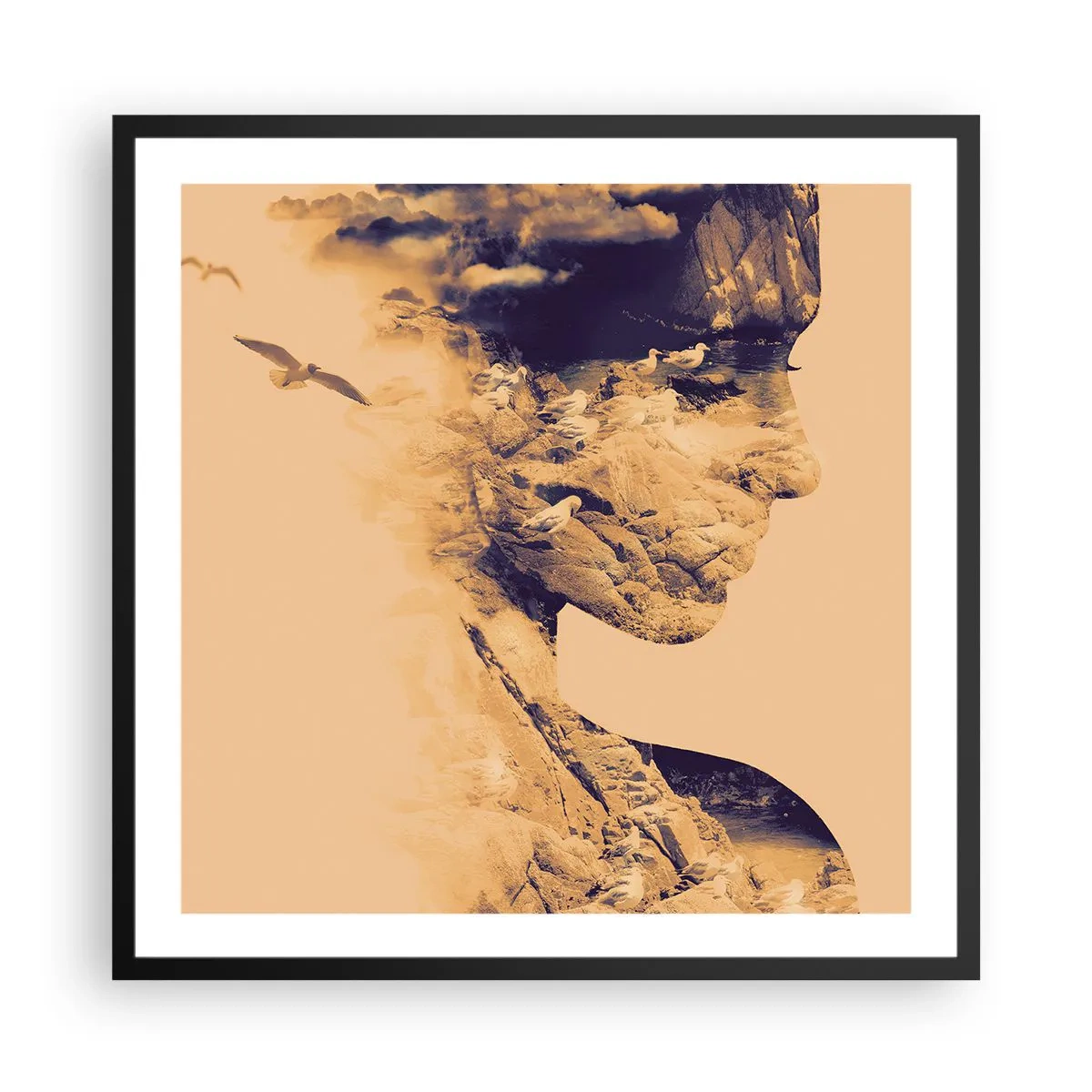 Poster in een zwarte lijst - Van nature mooi - 60x60 cm