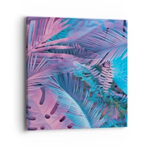 Schilderen op canvas - Tropen in roze en blauw - 40x40 cm