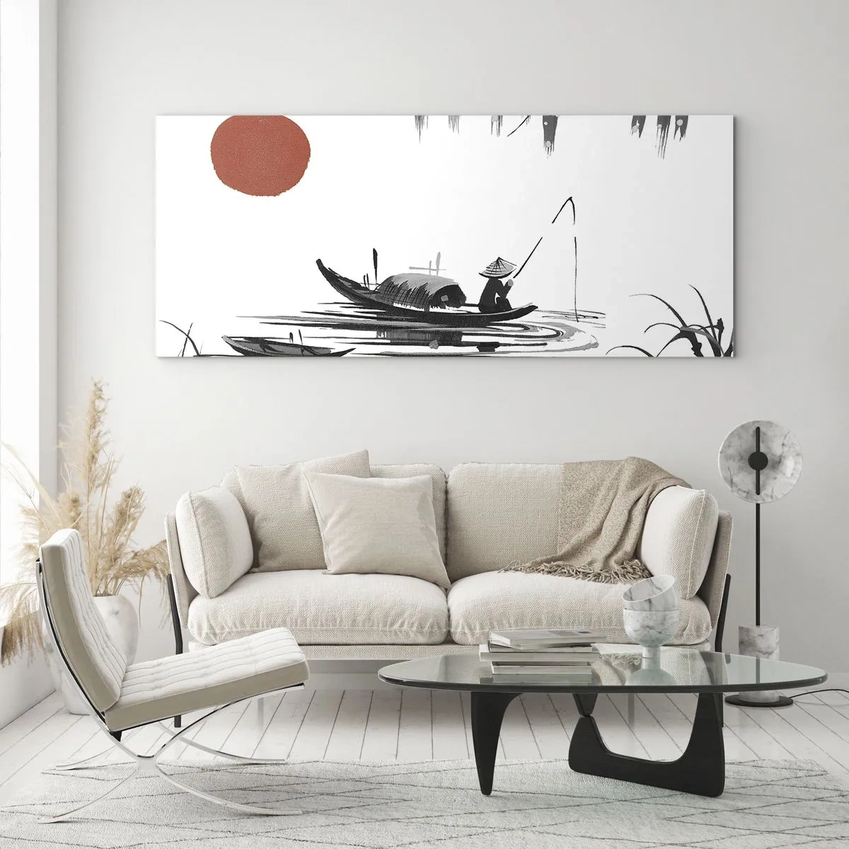 Schilderen op glas - Aziatische middag - 100x40 cm
