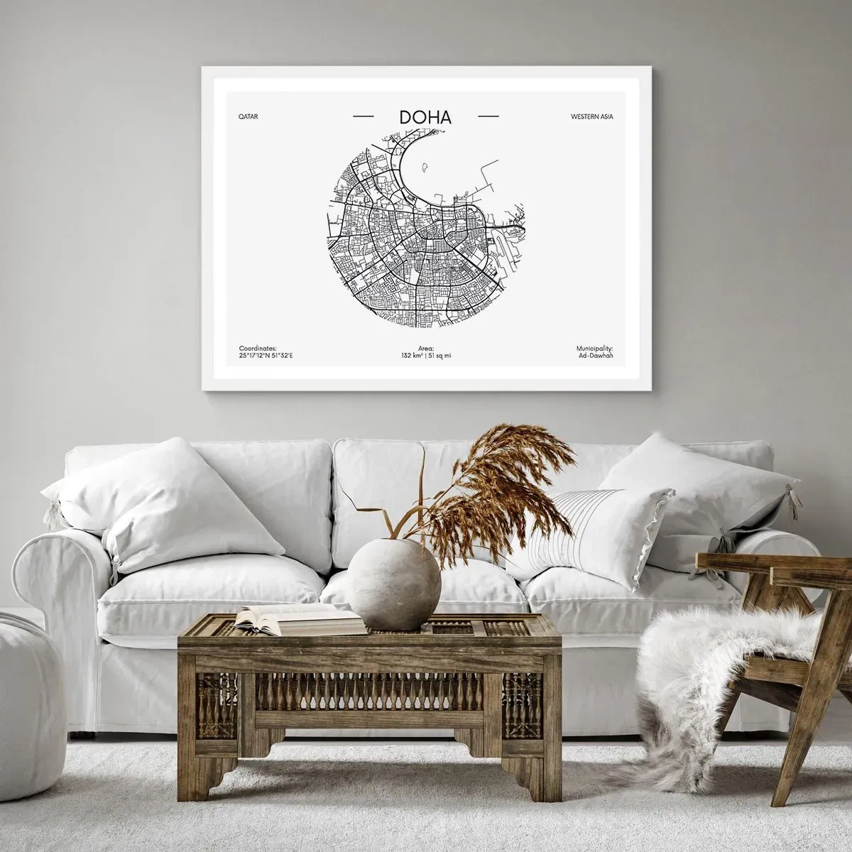Poster in een witte lijst - Anatomie van Doha - 100x70 cm