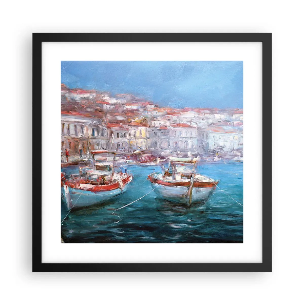 Poster in een zwarte lijst - Italiaanse baai - 40x40 cm