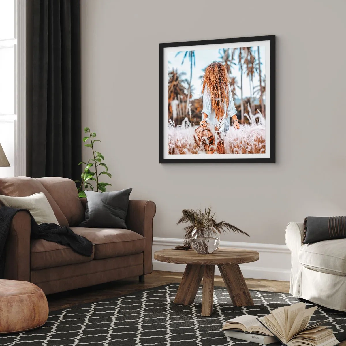 Poster in een zwarte lijst - Geboren uit graspluis - 60x60 cm
