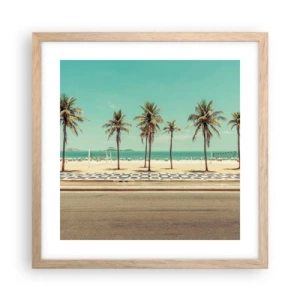 Een poster in een licht eiken lijst - Op wacht op het strand - 40x40 cm