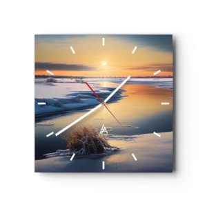 Wandklok - Klok - Winterse zonsondergang - 40x40 cm