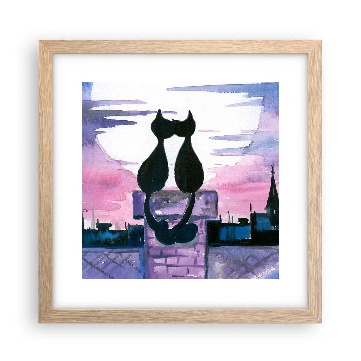 Een poster in een licht eiken lijst - Afspraak onder de maan - 30x30 cm