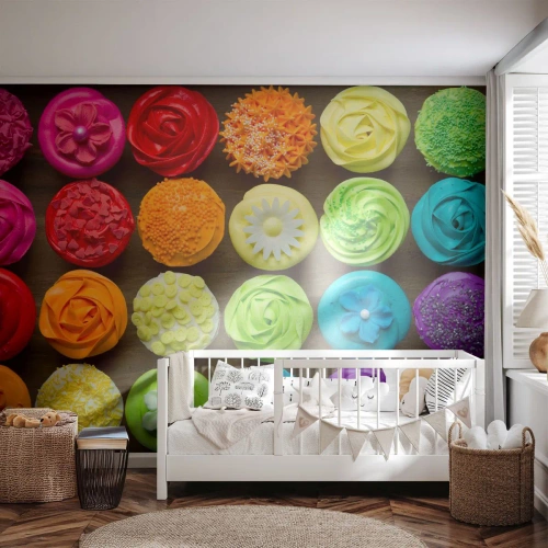 Zelfklevend Fotobehang Deluxe Sticker - Elk anders - allemaal lekker - Gastronomie, kleurrijke koekjes, 3D - 300x210 cm