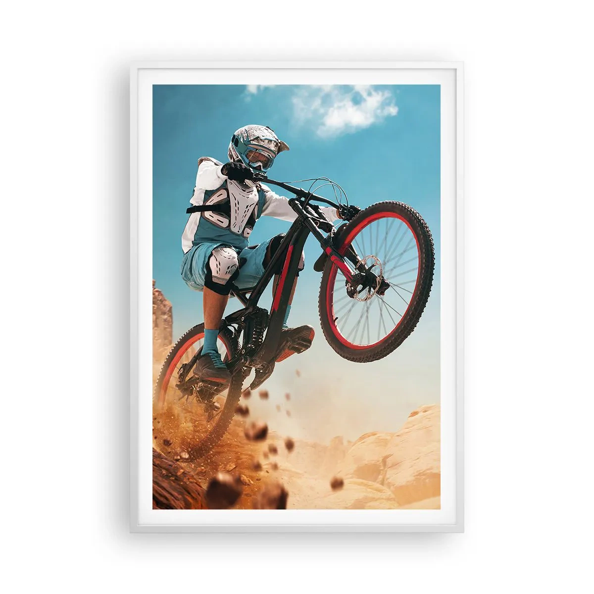 Poster in een witte lijst - Fiets waanzin demon - 70x100 cm