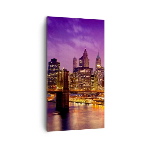 Schilderen op canvas - Violet-goud Manhattan - 45x80 cm