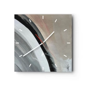 Wandklok - Klok - Compositie: boog van zwart en grijs - 40x40 cm