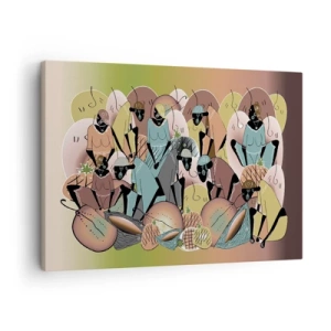 Schilderen op canvas - Een kleurrijke abstracte compositie geïnspireerd door de Afrikaanse cultuur - 70x50cm - Er komt een geweldige vakantie aan - Moderne wanddecoratie voor woonkamer en slaapkamer ARTTOR