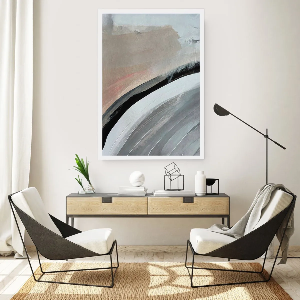 Poster - Compositie: boog van zwart en grijs - 61x91 cm