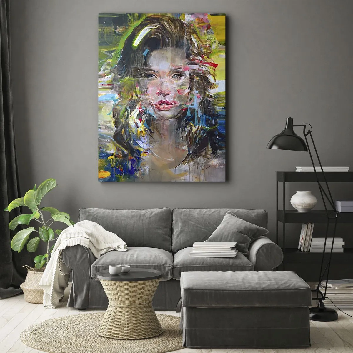Schilderen op canvas - Achter de lucht een gordijn - 50x70 cm