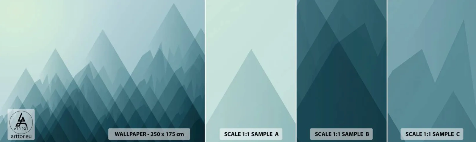 Fotobehang Monster Zelfklevend Deluxe Sticker - Groot, groter, grootst - Bergen, Abstractie, Deel - 100x30 cm