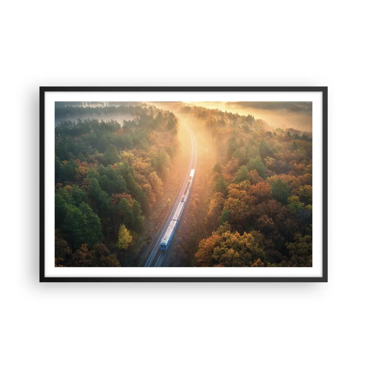 Poster in een zwarte lijst - Herfst reis - 91x61 cm