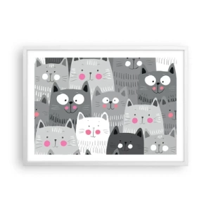 Poster in een witte lijst - De wereld van de kat - 70x50 cm