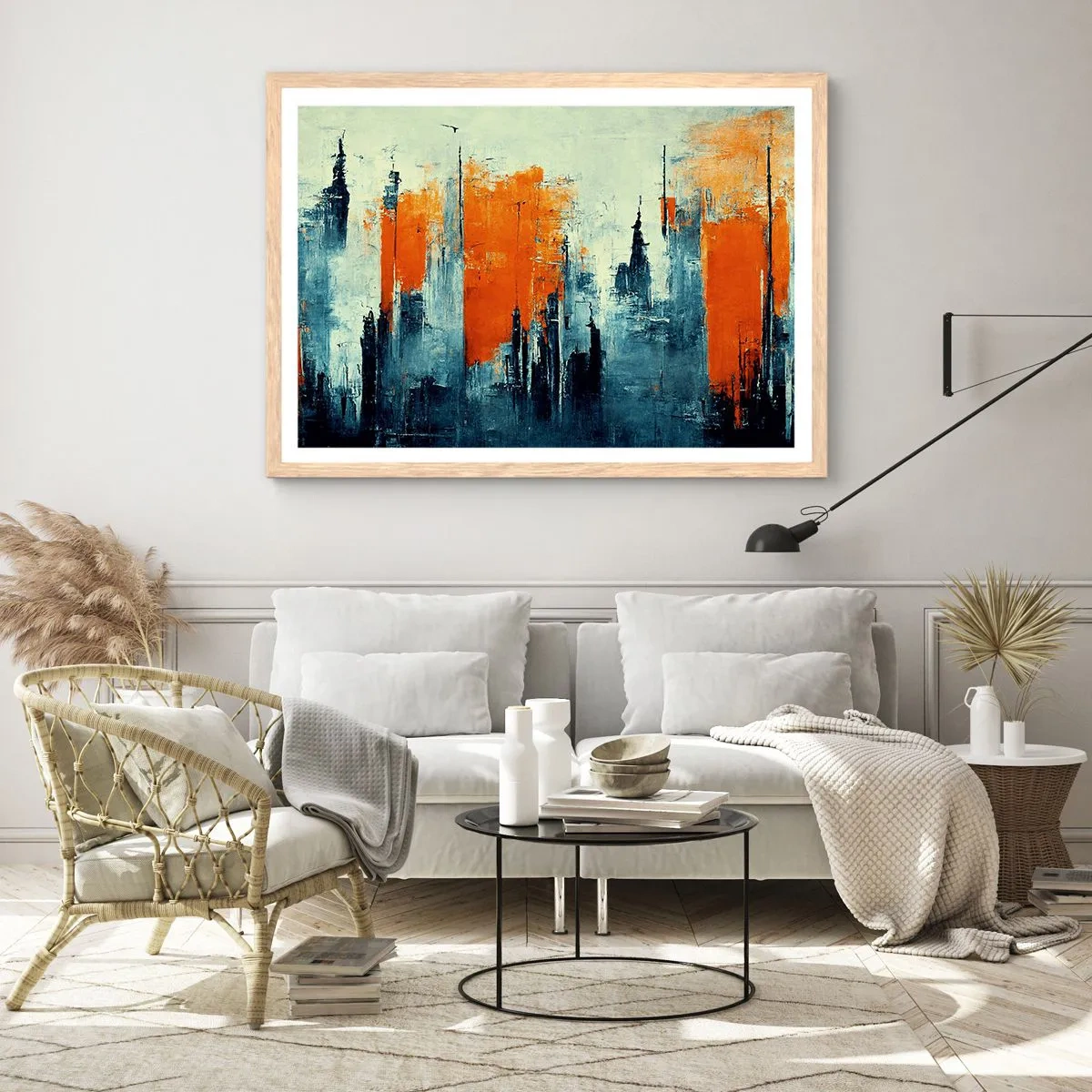 Een poster in een licht eiken lijst - Modern landschap - 70x50 cm