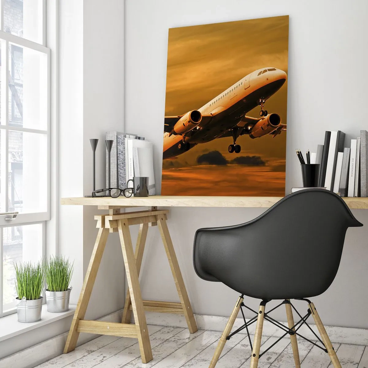 Schilderen op glas - Vlucht naar de zon - 50x70 cm