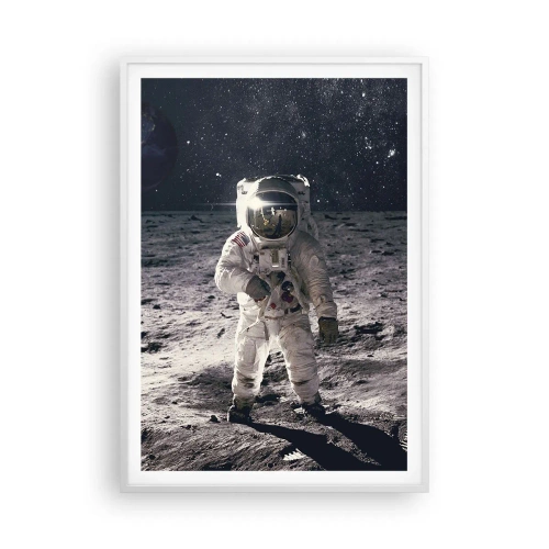 Poster in een witte lijst - Groetjes van de maan - 70x100 cm
