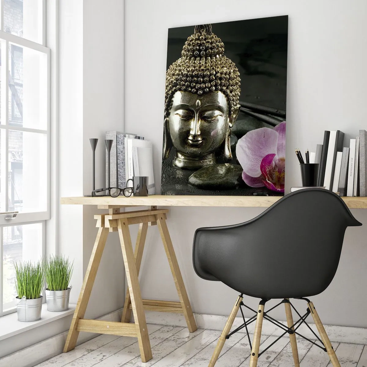 Schilderen op glas - Harmonie van wijsheid en schoonheid - 70x100 cm