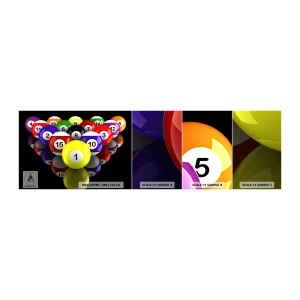 Fotobehang Monster Zelfklevend Deluxe Sticker - Verschillende spelkleuren - Sport, Biljart, Biljartballen - 100x30 cm