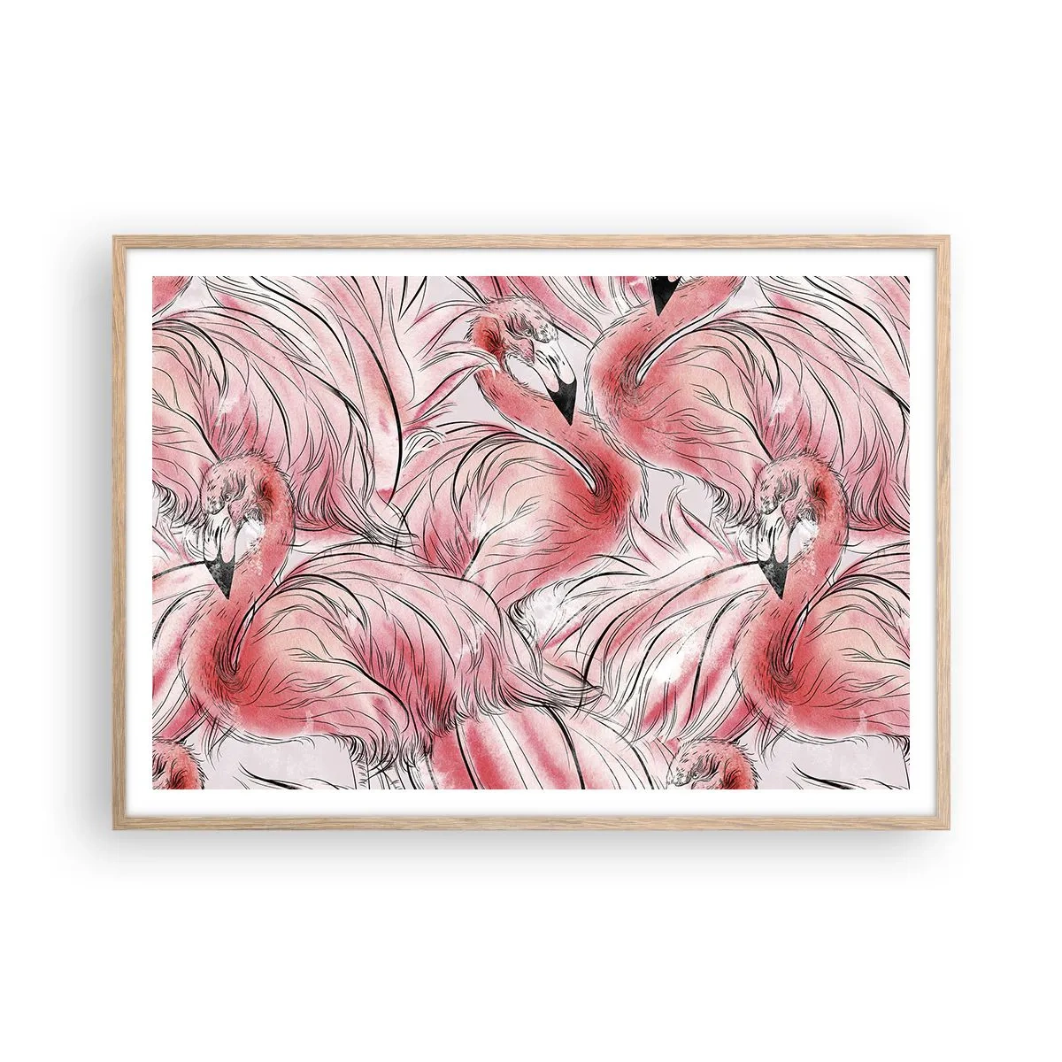 Een poster in een licht eiken lijst - Vogelcorps de ballet - 100x70 cm