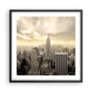 Poster in een zwarte lijst - New York geweven van grijs - 50x50 cm