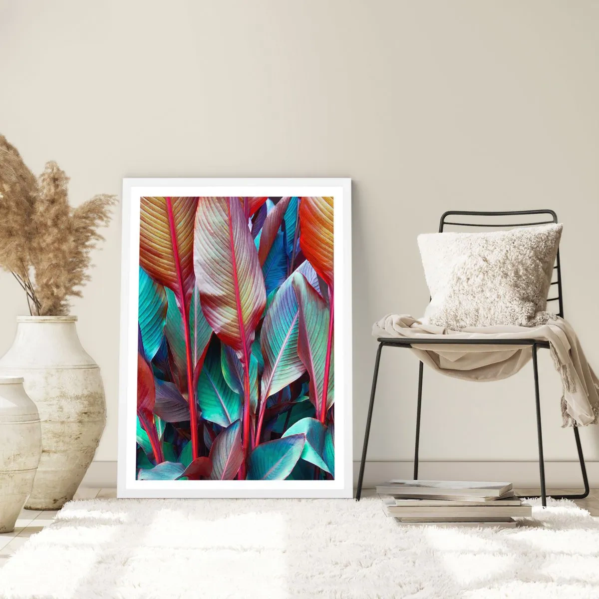 Poster in een witte lijst - Een kleurrijk struikgewas - 40x50 cm