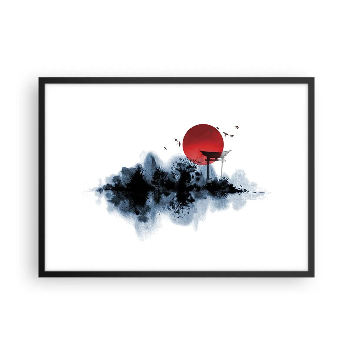 Poster in een zwarte lijst - Japanse weergave - 70x50 cm