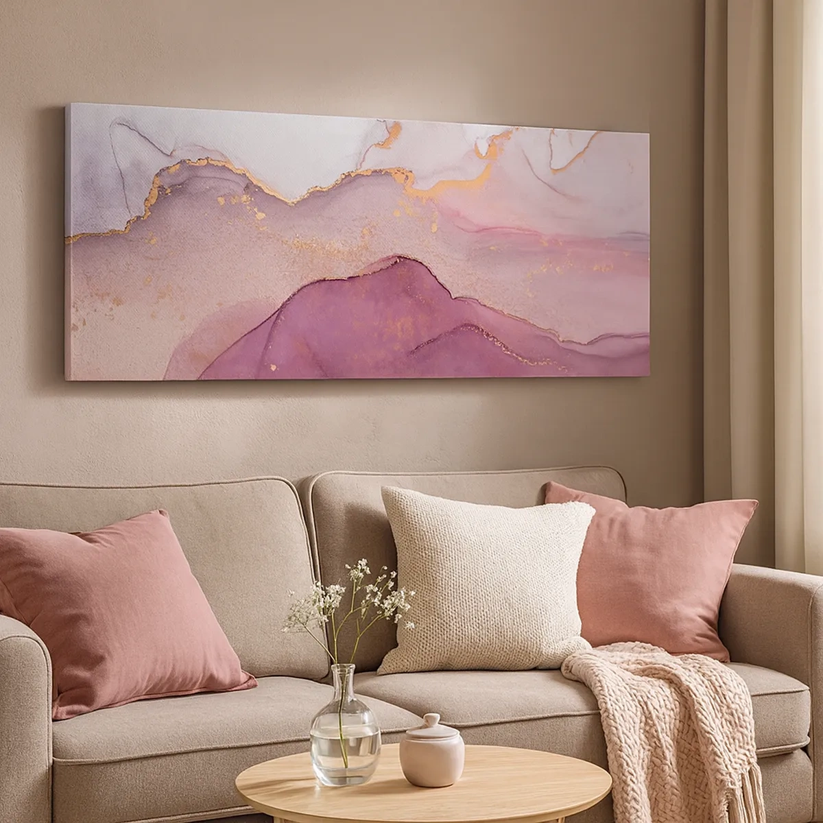 Schilderen op canvas - Lila en paarse golven - 30x30 cm