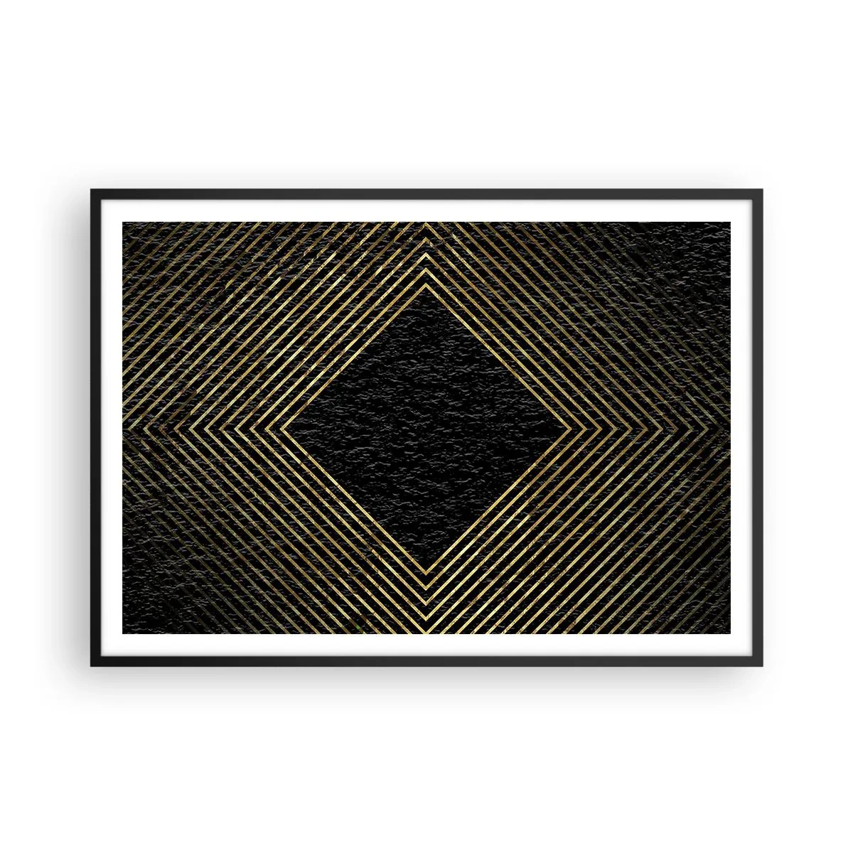 Poster in een zwarte lijst - Geometrie in glamoureuze stijl - 100x70 cm