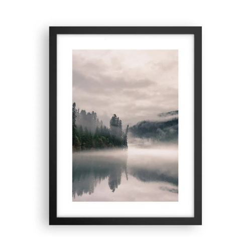 Poster in een zwarte lijst - In reflectie, in de mist - 30x40 cm