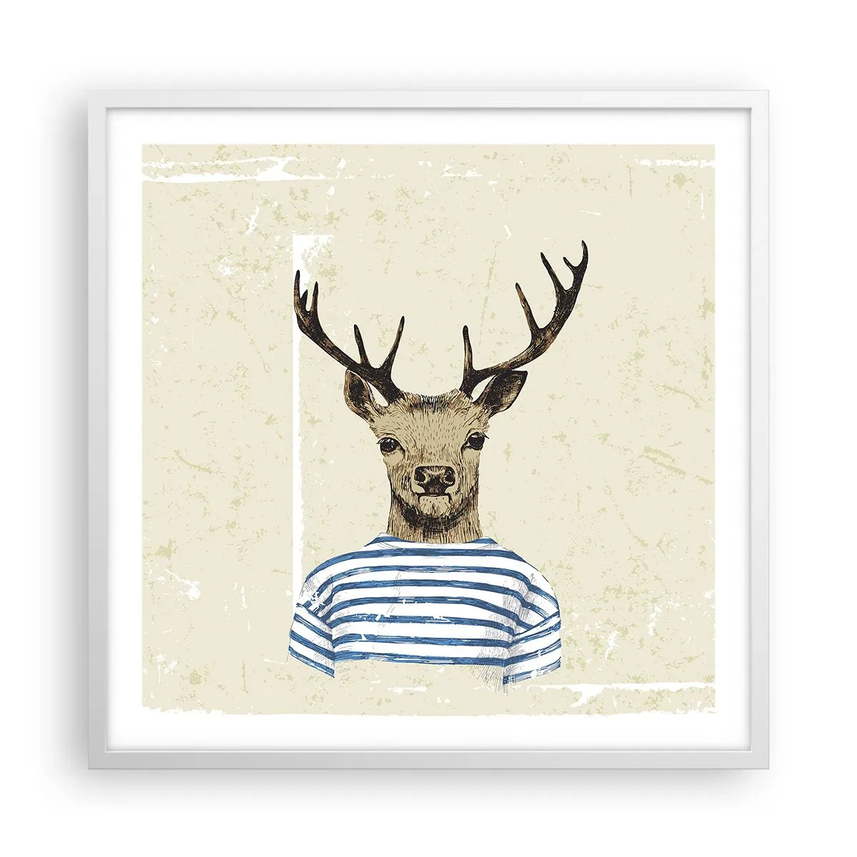 Poster in een witte lijst - Omdat ik van gestreepte t-shirts hou! - 60x60 cm