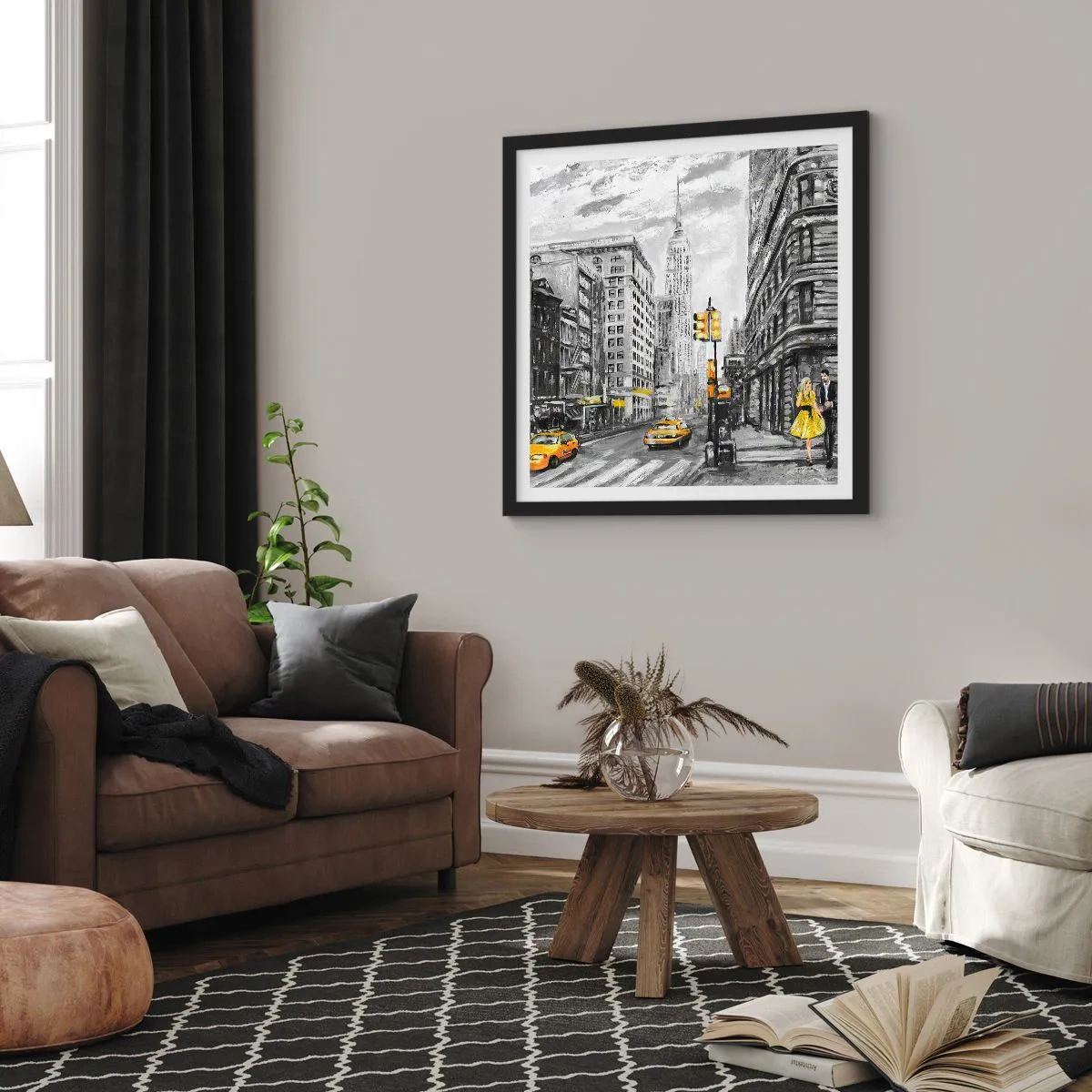 Poster in een zwarte lijst - Een verhaal uit New York - 50x50 cm