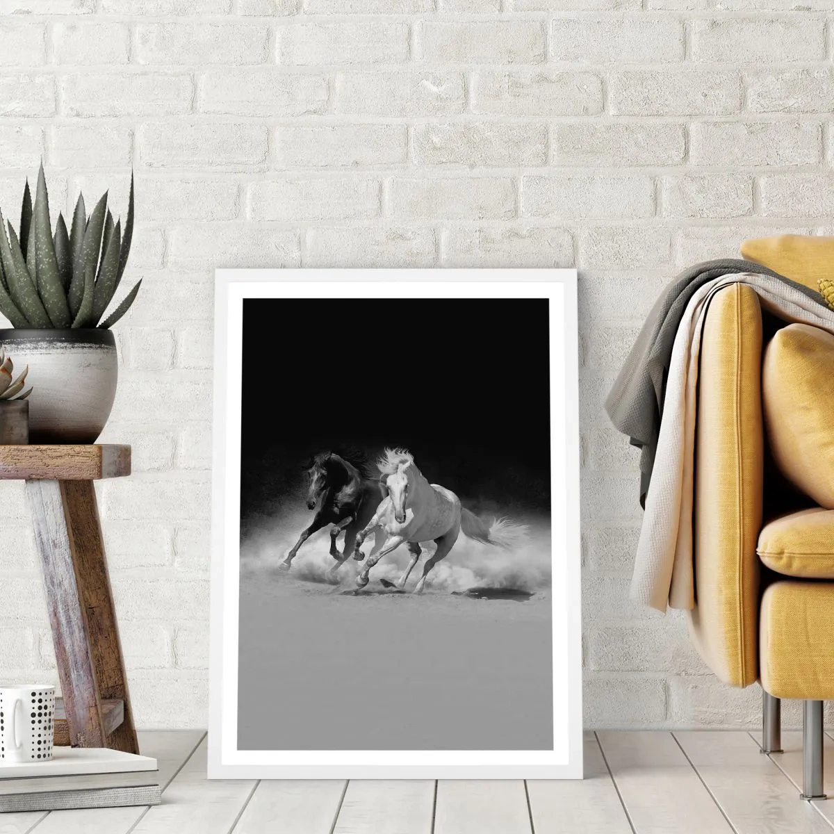Poster in een witte lijst - Vrijheidsgalop - 30x40 cm