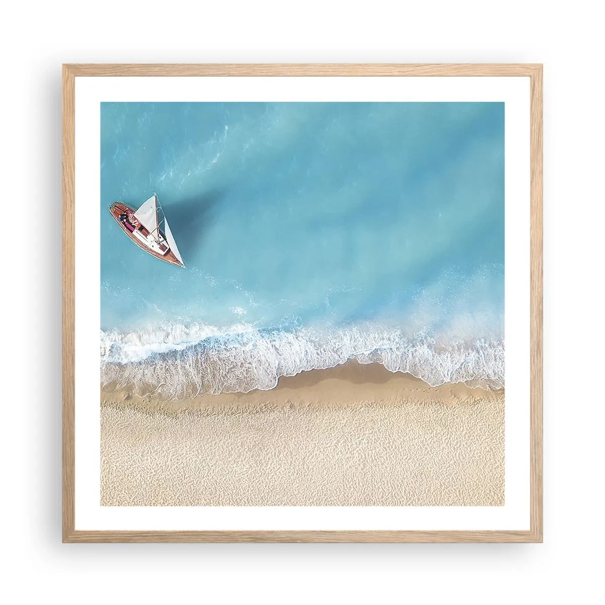 Een poster in een licht eiken lijst - Op de grens van blauw en goud - 60x60 cm