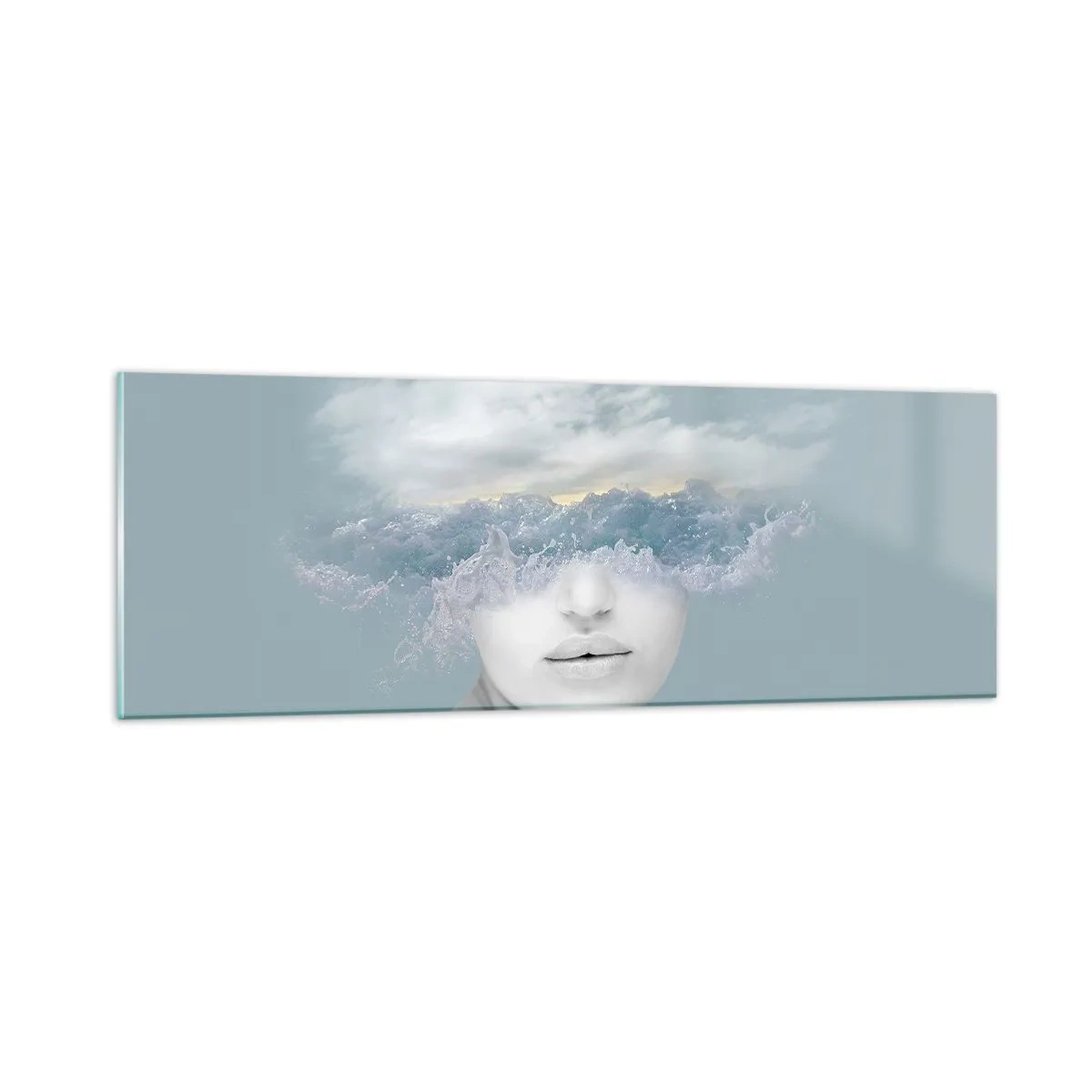Schilderen op glas - Met hoofd in de wolken - 90x30 cm
