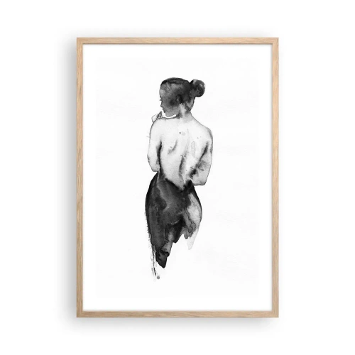 Een poster in een licht eiken lijst - Bij haar verdwijnt de wereld - 50x70 cm
