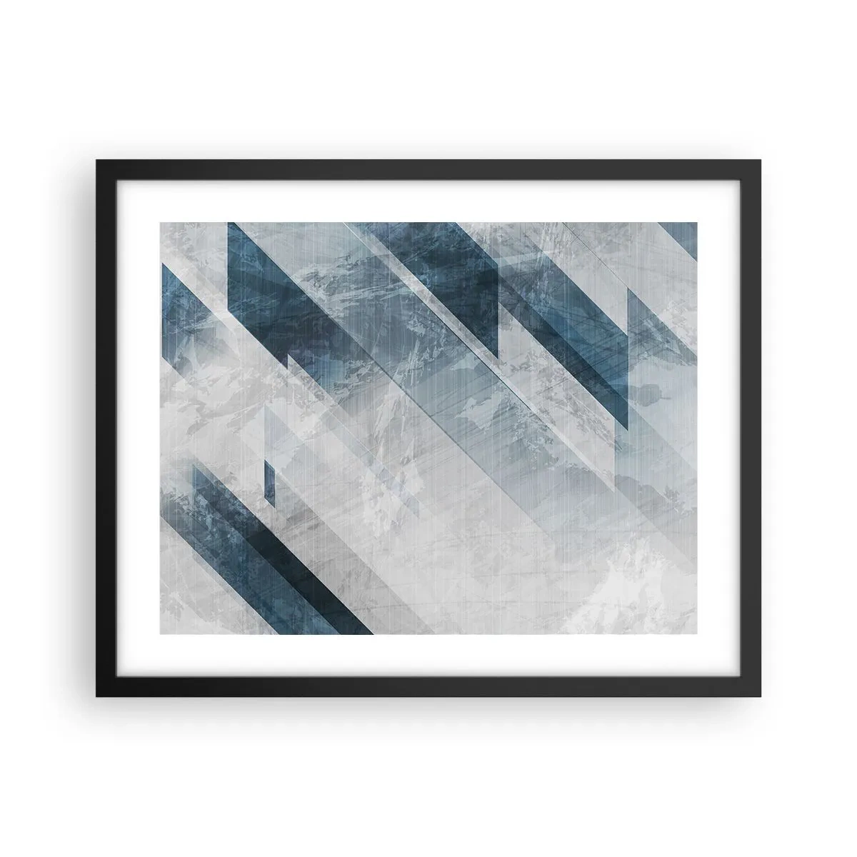 Poster in een zwarte lijst - Ruimtelijke compositie - grijze beweging - 50x40 cm